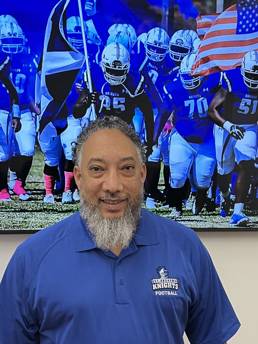 StAndrewsFB's tweet photo. Congratulations to Coach @coach_oskie_21 appointed Associate Head Coach for the @StAndrewsUniv Football team. Yes, he keeps his WR and all other duties too😯!  We are extremely excited to have his leadership and mentorship!  #knightscreed23 #BleedBlue https://t.co/muvEzBHMxb