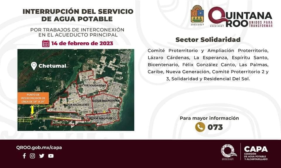 QuintanaRooHoy1's tweet image. 🚨#Chetumal Habrá #suspensión en el servicio de #agua potable el día de mañana, con motivo de los trabajos de #interconexión que se llevarán a cabo

@CAPAQRoo