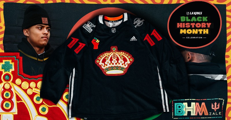 LAKings's tweet photo. February and Forever. 

After designing our Black History Celebration warmup jerseys for the second time, @AkilThomas2 writes about the experience and what tonight means to him 👇