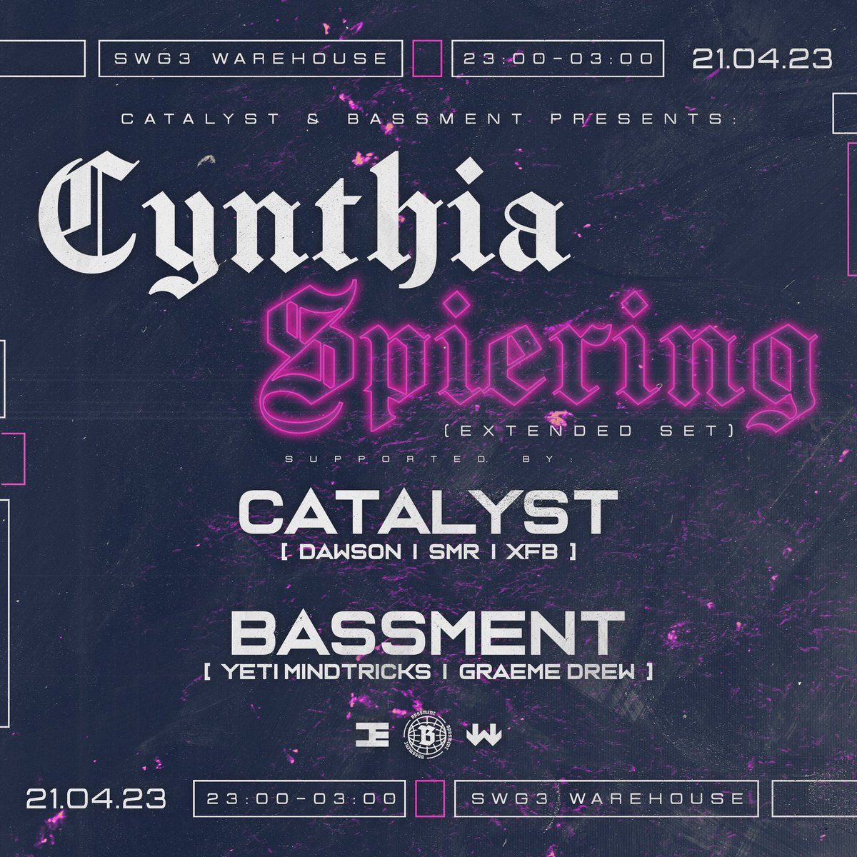 catalyst__uk's tweet photo. Catalyst X BASSment present Cynthia Spiering 

We welcome the gabber queen to @SWG3glasgow on the 21st of April https://t.co/KQhOyPwMkn