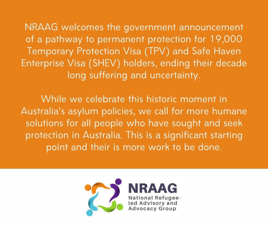 We welcome <a href="/AlboMP/">Anthony Albanese</a> gov progressing 19k members of our community towards permanency. Building on Minister <a href="/andrewjgiles/">Andrew Giles MP</a> reversing Direction 80 to make family reunion easier for those seeking safety, this is a significant step in the right direction.
There’s more work to be done.