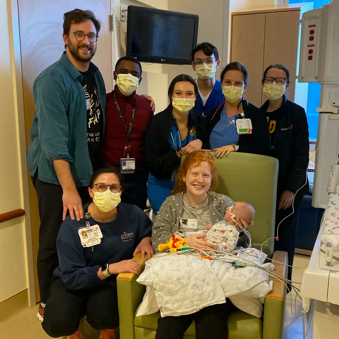 childrens's tweet photo. Our patient Frank crashed with an unexpected, complex congenital heart condition at just 3 days old. He was saved during 2 hours of rapid, intricately organized work in the ED, followed by delicate heart surgeries and a nearly two-month hospitalization. #HeartMonth #WeHaveHeart https://t.co/0lRxDLr8DF