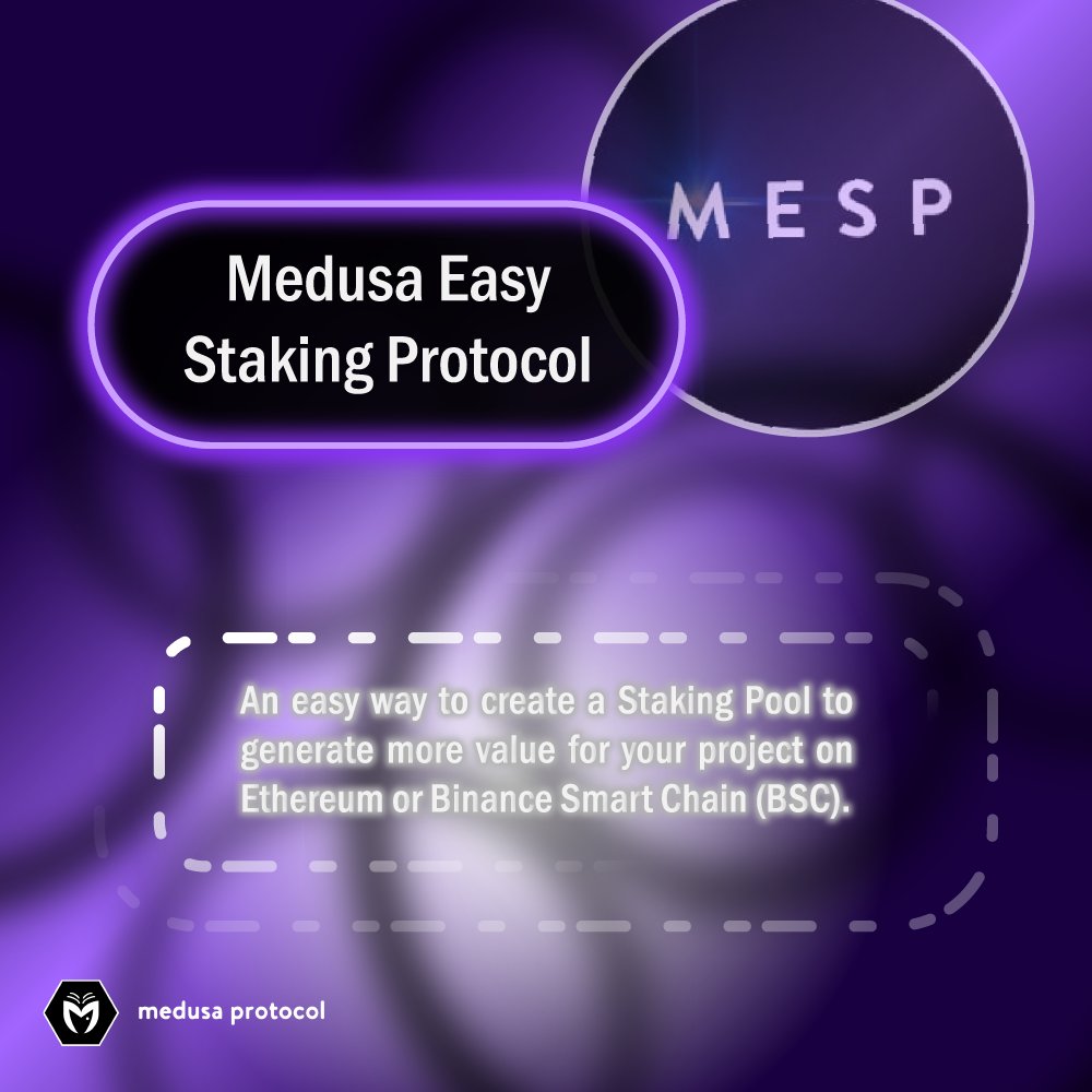 medusa_protocol's tweet photo. 🟣 Medusa Easy-Staking Protocol (MESP) is an easy way to create a Staking Pool to generate more value for your project on Ethereum or Binance Smart Chain (BSC). 

🧵👇

#DeFi #web3 #cryptolife #cryptoworld #cryptonews #ethereum #blockchain #crypto #blockchaintechnology https://t.co/fMOA5SZRKu
