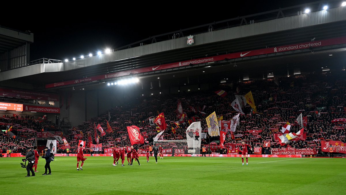 The noise matched the colour of the Kop ❤️

A special atmosphere inside Anfield tonight!