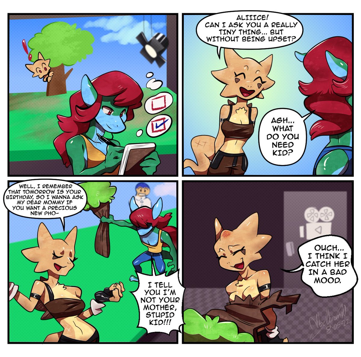 lagartimations's tweet photo. How odd, Alice birthday is also a day after Valentine's Day, better make her a surprise.😋

Support us on patreon ;)
https://t.co/r6a4x30BDv

#LagartimationsStudios #Hornet #Kobolds #ValentinesDay2023 #comic https://t.co/10Z8oFGMmt