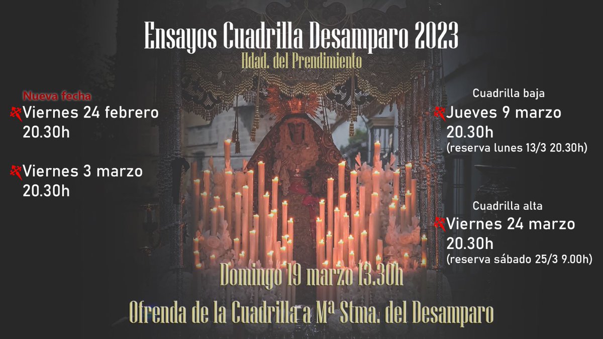 CDesamparo's tweet photo. Modificacion fecha primer ensayo https://t.co/7Pf7JbokND