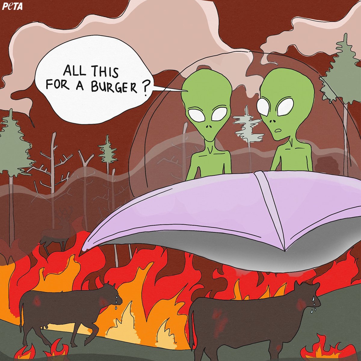 peta's tweet photo. Aliens in these UFOs pulling up to earth like 🤨 https://t.co/HTUbU43Avm