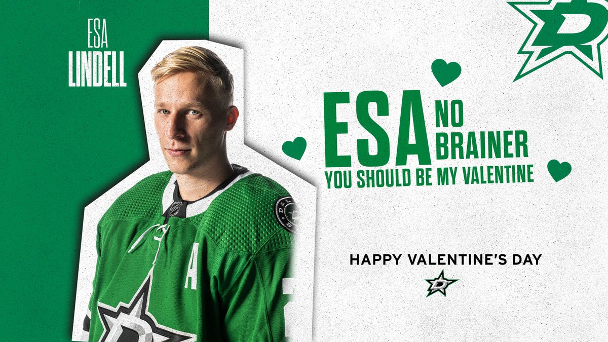 DallasStars's tweet photo. For you, Valentine 💚 https://t.co/paqb0ICque