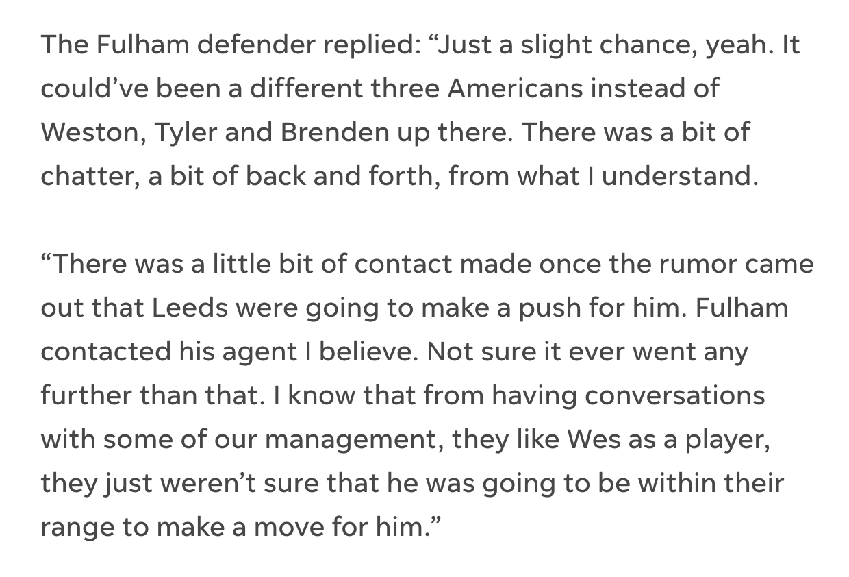 Usmnt only on twitter tim ream said that weston mckennie s agent was