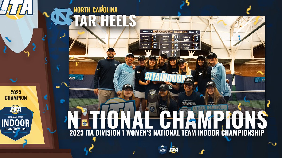 ITA_Tennis's tweet photo. North Carolina wins! The Tar Heels take home their 4th straight National Indoor Championship!

#WeAreCollegeTennis | #ITAIndoors https://t.co/vyrIsVttz3
