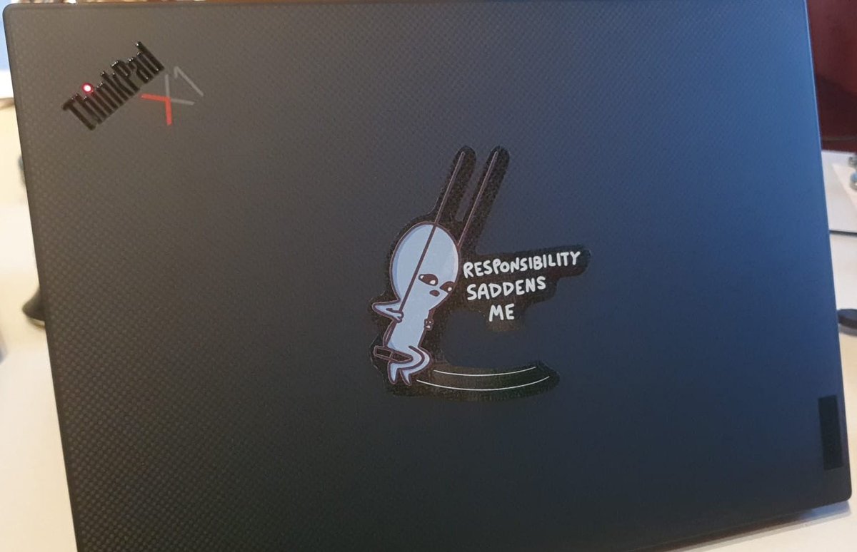 Lennert_VA's tweet photo. @nathanwpyle Decorated the laptop. Good for a snicker every time I take it out the bag. ✌️ https://t.co/kQjl1djQd0