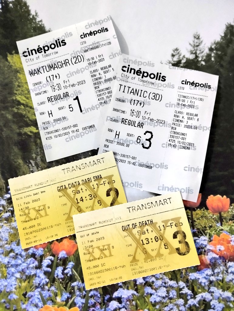 HaruhikoHideo's tweet photo. My Week At The Movies
@cinema21 @cinepolisID with
4 (Four) Movies #Titanic25thAnniversary #WaktuMaghrib #OutOfDeath #GitaCintaDariSMA #NontonAsikdiXXI https://t.co/8bXWV4bMCr