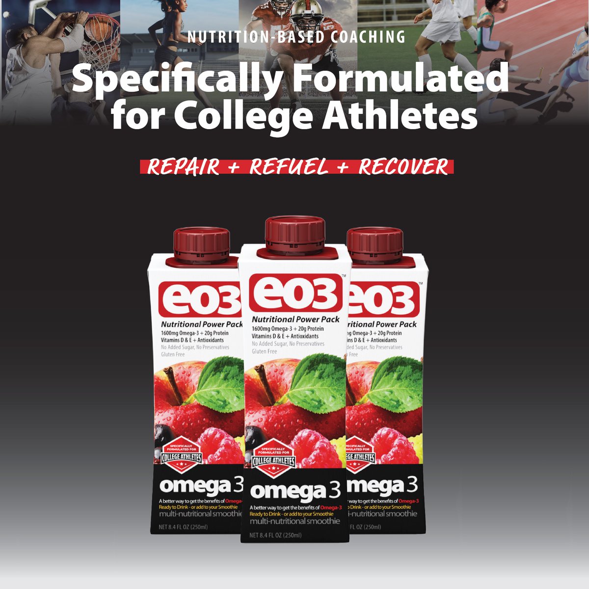 Multi-Nutritional Fruit Smoothie 🍎

✔️Reduces Muscle Damage & Soreness
✔️ Supports a Healthy Inflammatory and Antioxidant Response
✔️ Shortens Recovery Time Between Workouts
✔️ Stimulates Muscle Growth

Formulated for Complete Recovery 💪

#omega3 #recovery #collegesport