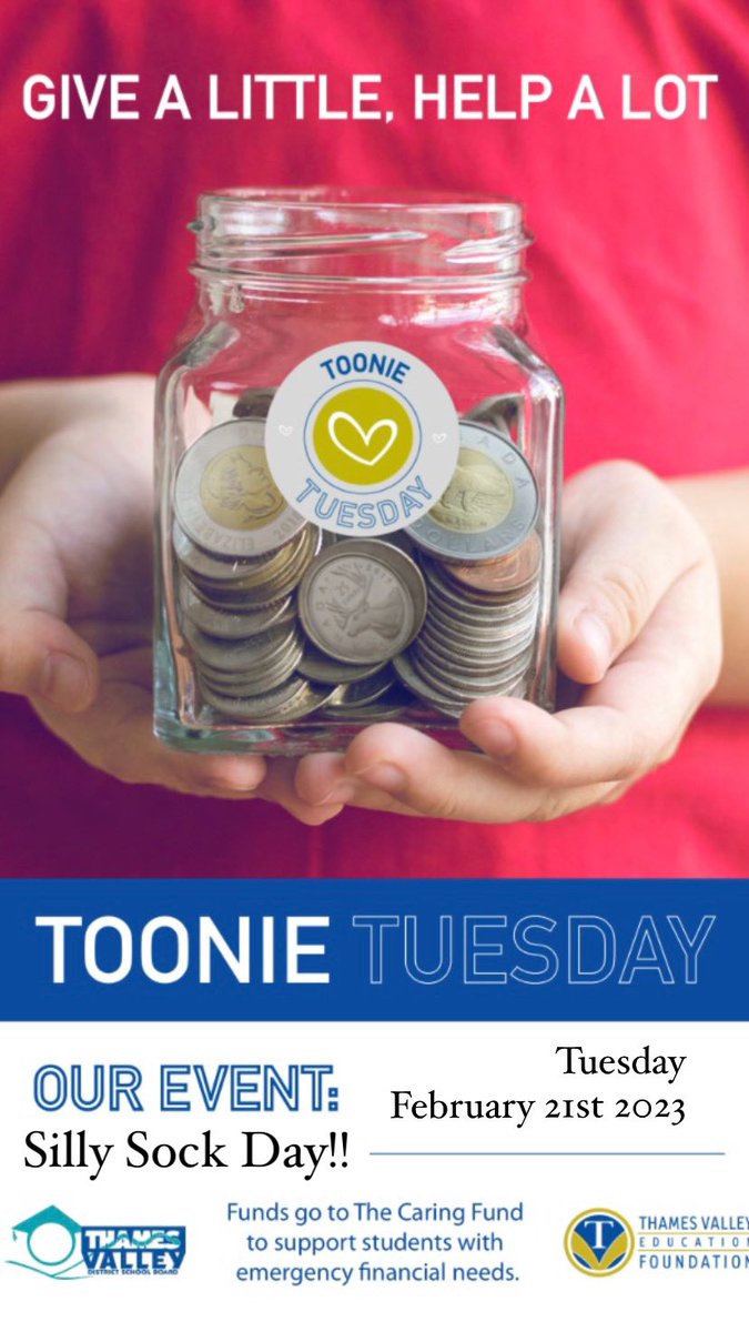 MsMcVey3's tweet photo. Hey @WOorcas! On Tuesday February 21st, wear your silly socks and bring a loonie or a toonie to support the Caring Fund! #GiveaLittleHelpAlot #TVEF #Orcaproud https://t.co/cramRgOtJI
