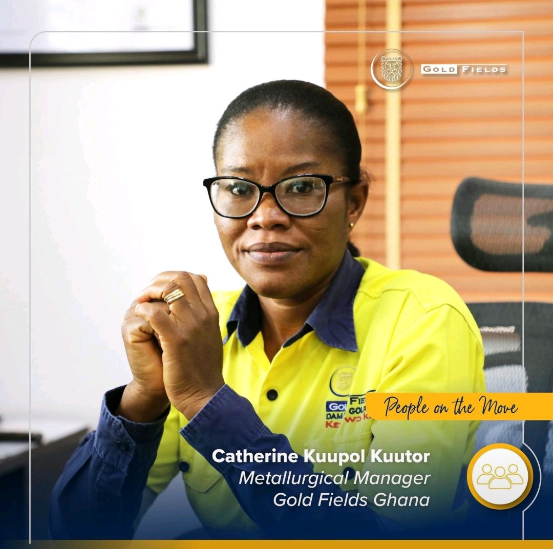 UMaT Alumni, Lady Catherine Kuupol Kuutor made history again with her appointment as the first female Metallurgical Manager for both Tarkwa and Damang Mines (Gold Fields, Ghana)

Congratulations 🎉 Madam 

#PeopleontheMove
#GoldFieldsGhana