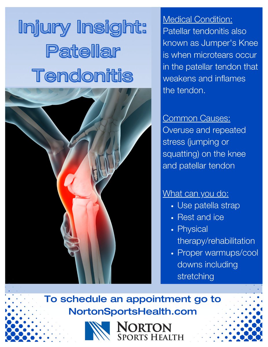 One of the most common overuse injuries is patellar tendonitis. The key to preventing and caring for it is understanding the condition itself. Here are some quick facts! #anyathleteanyage #injuryinsights #seenortonrun #derbyfestivalmini #derbyfestivalmarathon