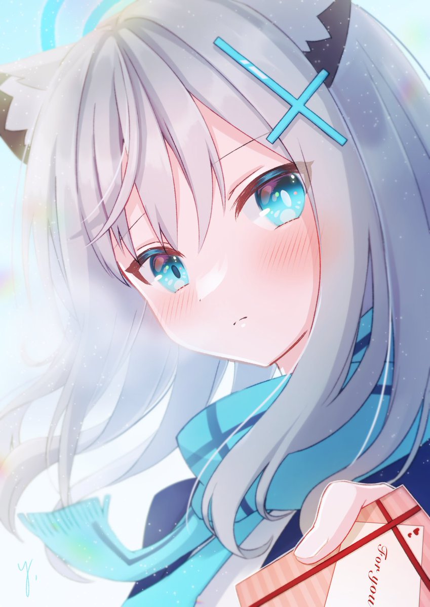 砂狼シロコ(ブルアカ) 「おはよ、先生……ハッピーバレンタイン#ブルー