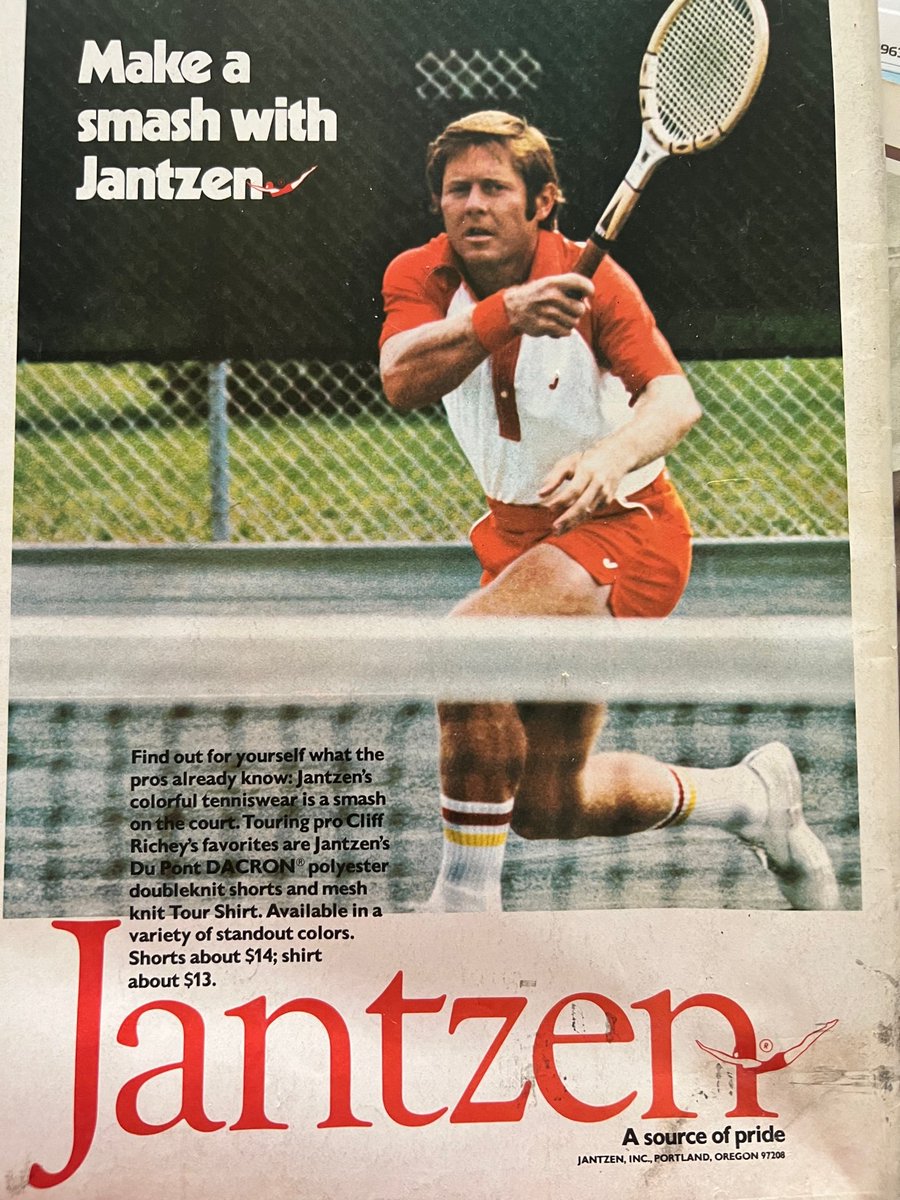 WorldTennisMag's tweet image. Throwback advertisement for Jantzen featuring @AcingDepression author Cliff Richey