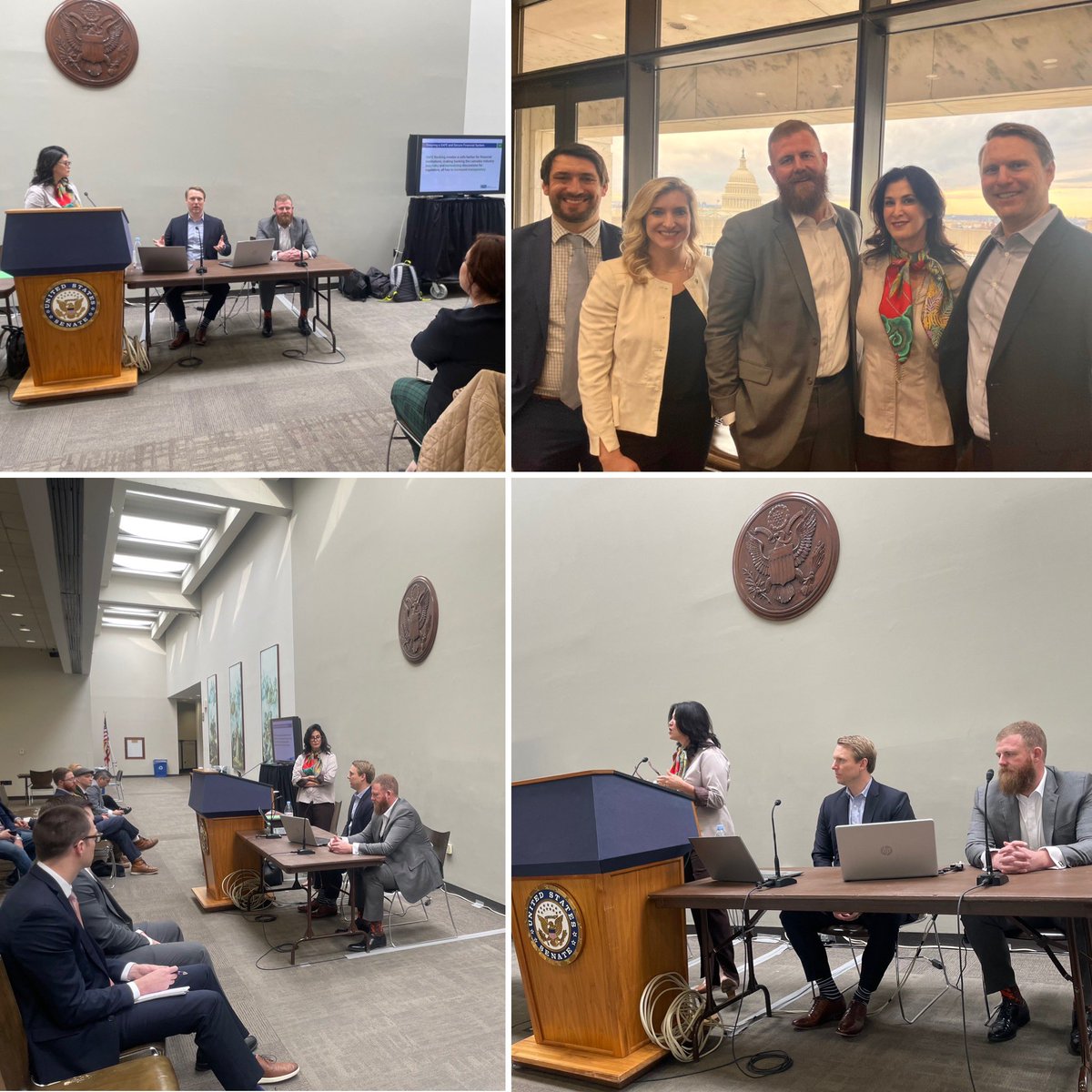 CannabisFIgroup's tweet photo. We just wrapped up our inaugural @FollowCFIG congressional briefing on Capitol Hill—providing Senate staff with a better understanding of existing cannabis compliance mechanisms &amp; how #SAFEBanking makes the financial system more safe &amp; sound. https://t.co/B7JHX6iG8f