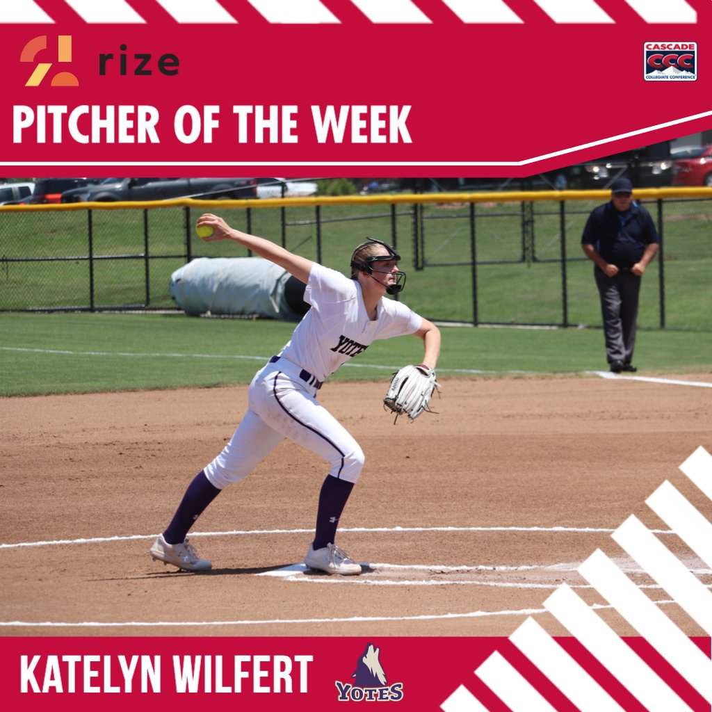 Congrats to @coyoteathletics' Katelyn Wilfert on being named the Rize Laboratory Softball Pitcher of the Week! #ThisIsTheCCC