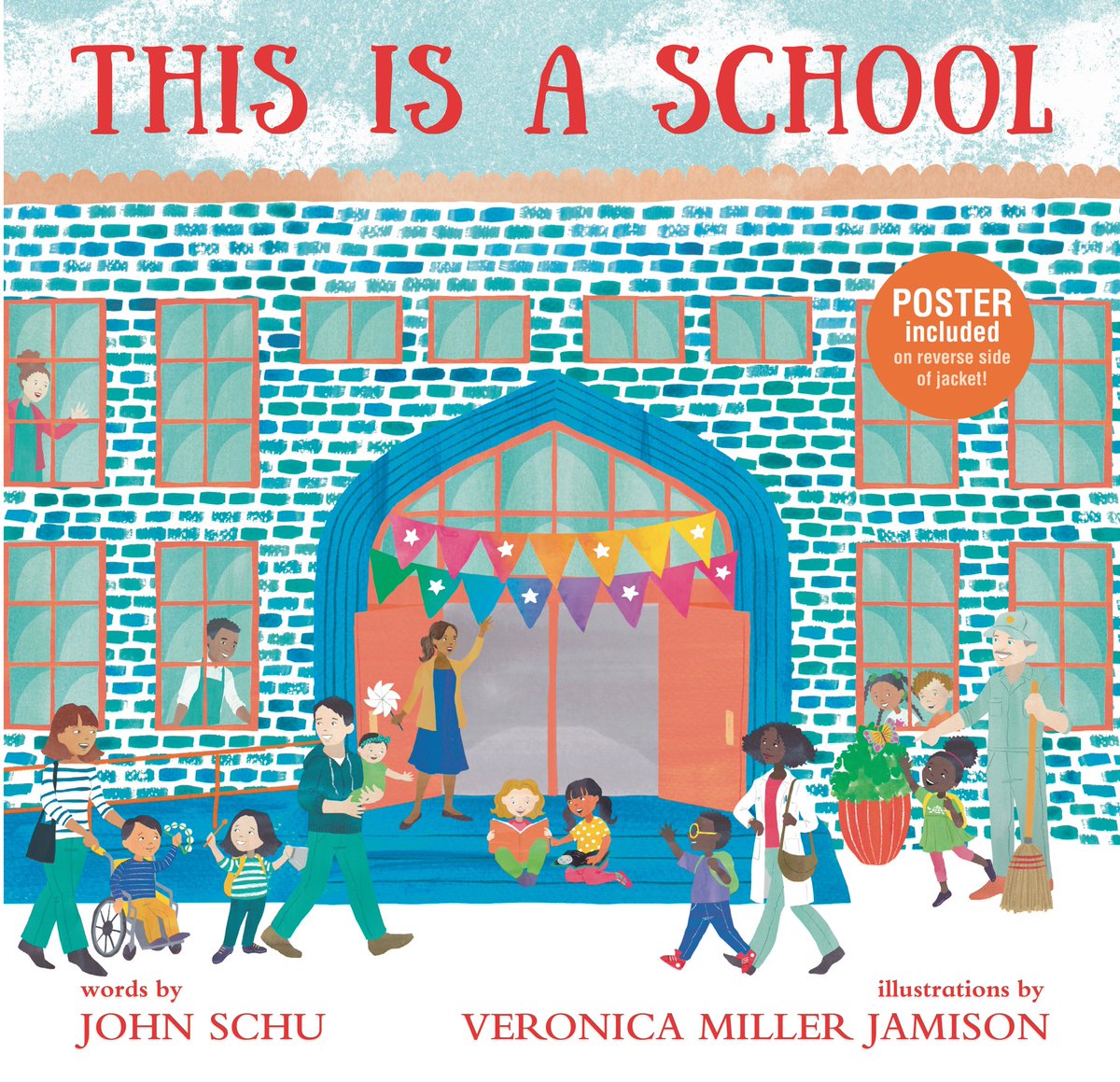 “This Is a School” by <a href="/MrSchuReads/">John Schu</a> and beautiful art by <a href="/VeronicaJArt/">Veronica Miller Jamison 🎨 Illustrator 👩🏽‍🎨</a> — working in a school, gotta say, this book captures the magic in those walls…and all the possibility that awaits. A great one for teachers to revisit year after year. #kidlit