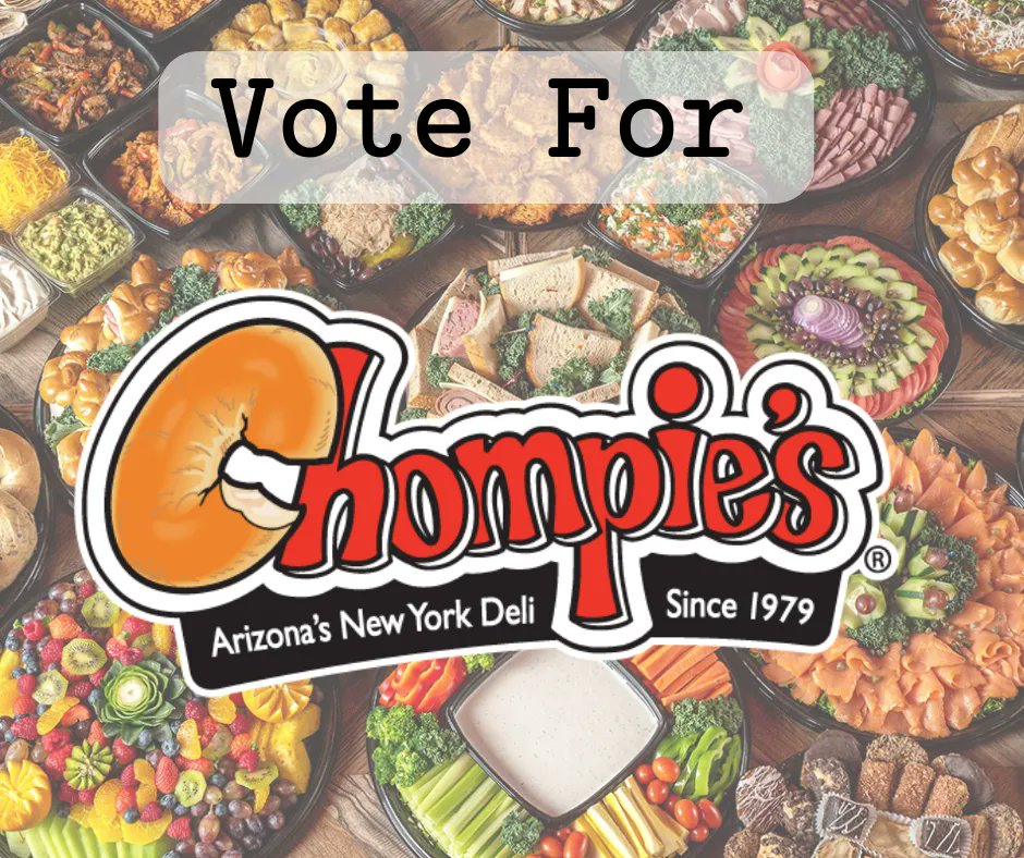 JRIHospitality's tweet photo. Chompie’s has been nominated for multiple categories in the Arizona Foothills Magazine’s Best of Our Valley 2023. Help Chompie’s by casting your vote before February 15th! Click the link below to get started. 
https://t.co/YLyNH9pUCA 

#JRIHospitality #Chompies https://t.co/cvMLnslM2L