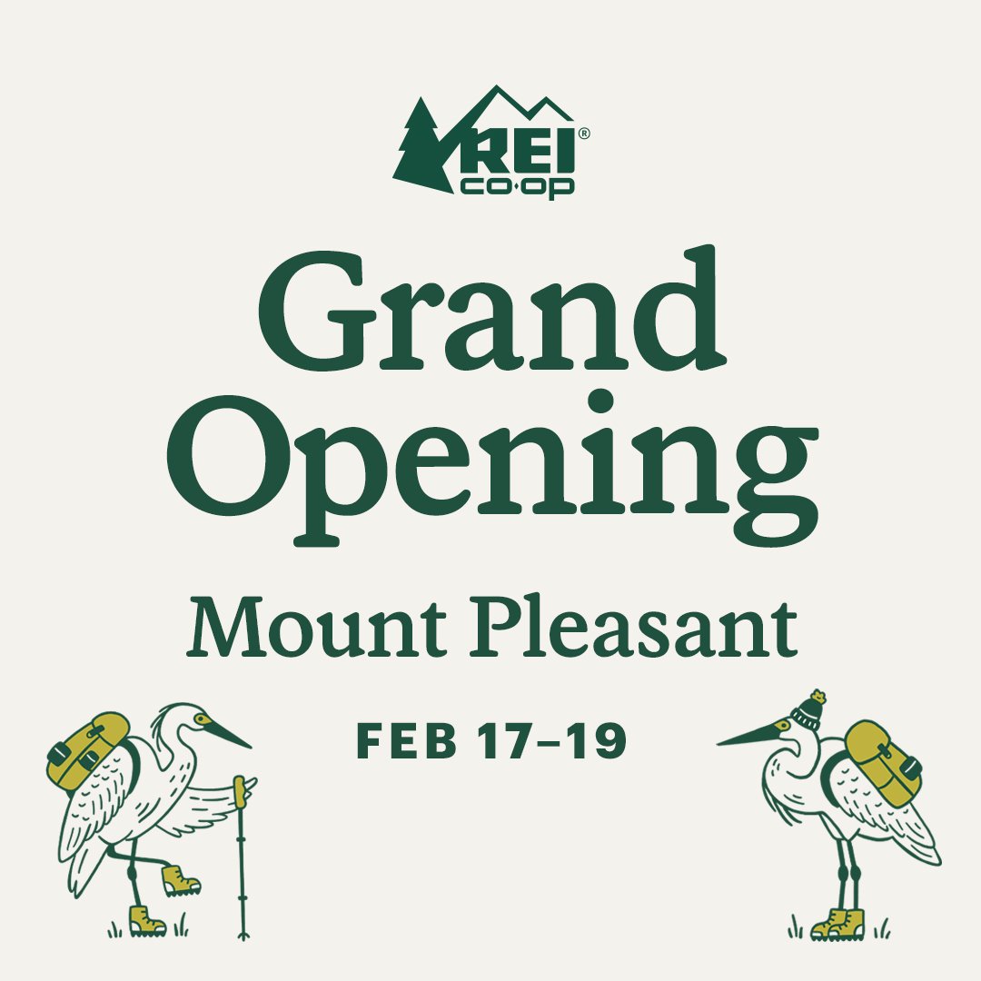 Join us and Cape Romain NWR along with many other like minded organizations at the Grand Opening of REI Mt. Pleasant! Come support the Sewee Visitor Center by purchasing a limited edition mug 😲