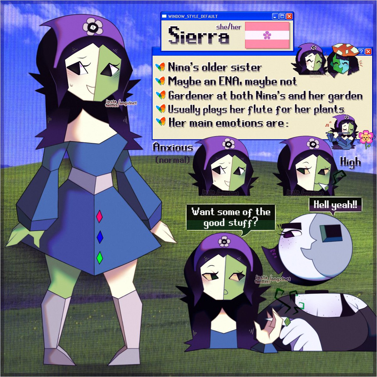 angelofvanilla's tweet photo. i saw ppl drawing their enasonas due to the hype for the dream bbq game,, so it inspired me to give nina a sister!! shes an anxiety ridden bby with certain habits to deal with it-
shes also based on woman in a hat by picasso
#enaoc #webcoreoc #webcore #ena #enajoelg #enafanart https://t.co/v6IoJoUmr6