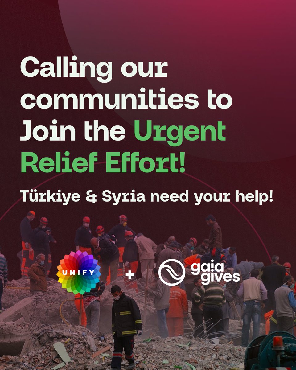 GaiaGives_'s tweet photo. Devastating news from Türkiye &amp; Syria. 
Let's come together &amp; show the power of collective action  🙏  We've paired with @UNIFY to deliver life-saving medical care.  #TogetherWeCan #SyriaEarthquakeRelief 🌍 Donate now: https://t.co/BI6IBvWfgW https://t.co/D47hJ4HQjG