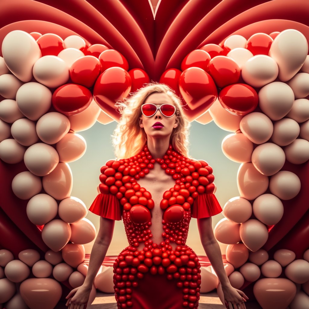 zarezankova's tweet photo. Celebrating love with AI Midjourney puffer hearts dress on this Valentine's Day 💕 

Which one is your favourite? 

#AILove #valentinesdaygift #ai #digitalfashion #3dfashion https://t.co/4Eo9yVwj4g