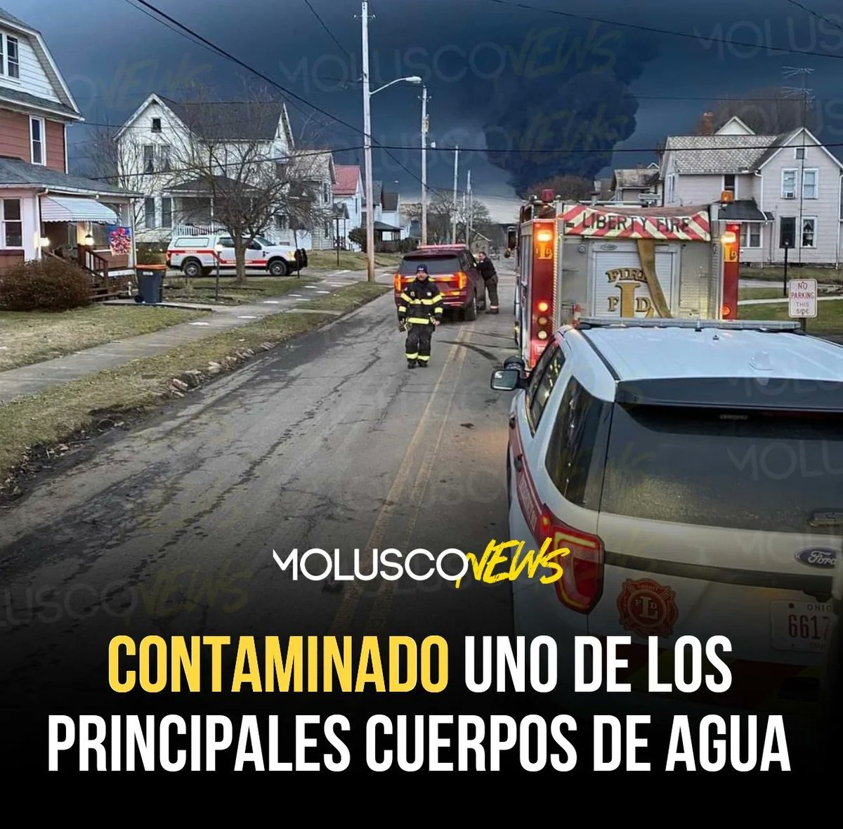 Moluskein's tweet photo. La EPA anunció que la contaminación provocada en Ohio por el descarrilamiento de un tren que transportaba 100,000 galones de cloruro de vinilo, ha llegado hasta el 'Ohio River', el cual provee agua para  más de 5 millones de habitantes. 
#MoluscoNews 
#ElMolu🎧 https://t.co/RF8B8ZHwc7