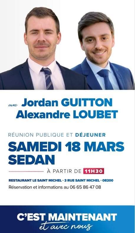 RN_Ardennes's tweet photo. RDV LE 18 MARS A SEDAN 08
11h30 revue de presse
12h00 repas
réserver au plus vite .
Tarif 5€ pour les moins de 25 ans
10€ pour les adultes , la fédération prend en charge le reste.
entrée + plat + dessert , boissons comprises .
0665864708
rnardennes08@gmail.com
#RN08 https://t.co/m1OMCIIvgj