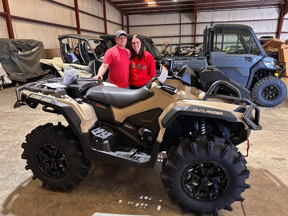 Congratulations to Dalton Taylor and Laikyn Bolin from Seminary, MS for purchasign a 2023 Can Am Outlander Xmr 1000R at Hattiesburg Cycles! #canam #outlander #xmr #mud