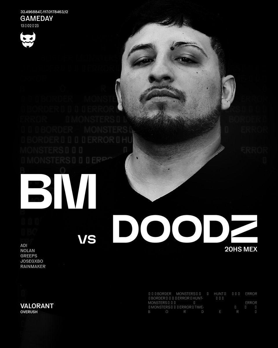 BorderMonsters's tweet photo. Amigos y amigas, hoy vemos a nuestros monstruos en acción nuevamente❤
🆚Doodz
⏰20:00🇲🇽
📺https://t.co/Nwwvs38rl9
🏆@LOVSValorant
Nos encontramos en un ratito👋🏽 https://t.co/LaAoeRYJpm