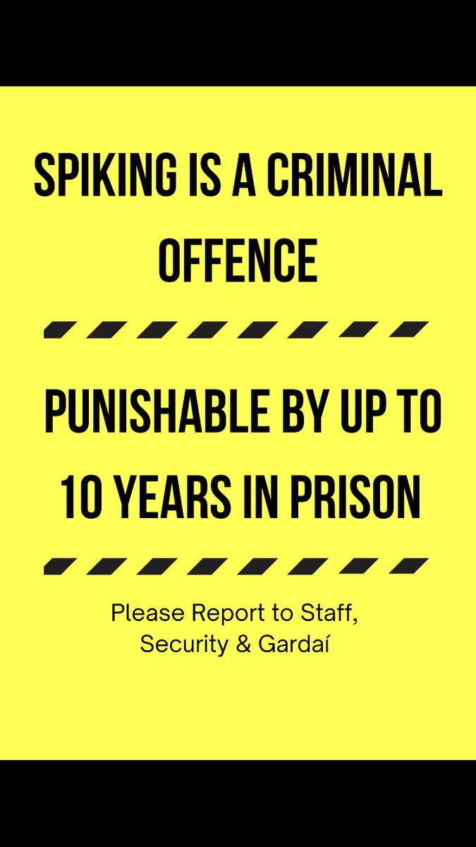 evemcdowell_'s tweet photo. With RAG week happening in Galway, and coming up in other counties, there has been concerns with students about spiking. It’s hard to find resources for nightlife venues so I’ve just done these up and anywhere is welcome to use them! Please share❤️ https://t.co/EK2xHZOT7m