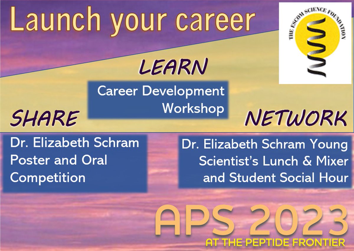 Thanks to a generous donation from the ESCOM Foundation, APS2023 will allow young scientists many opportunities to share their research, learn, and network with peers and mentors. #Peptides2023 Reminder: Travel grant applications are due on Feb 15th, aps2023.org/travel