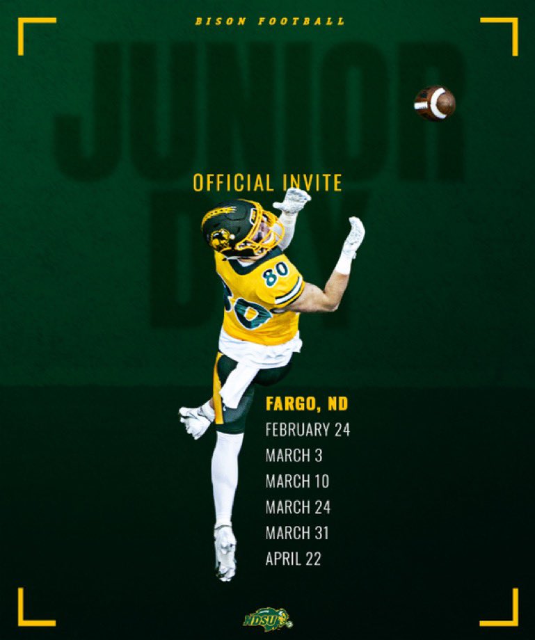 Thank you <a href="/Coach_Roehl/">Coach Tyler Roehl</a> for the junior day invite! <a href="/NDSUfootball/">NDSU Football</a>