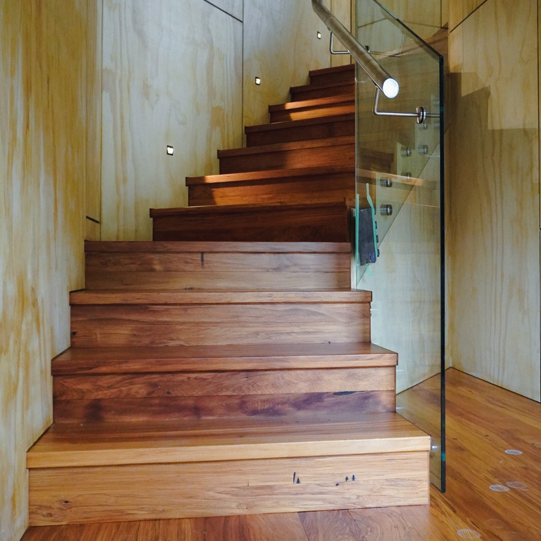 An almost complete stair in one of our projects, creating an entrance sequence from one world to another through the use of some beautifully crafted timber by Qualmax and James Henry. #nzarchitecture #timberfloors #interiors #timber #wood