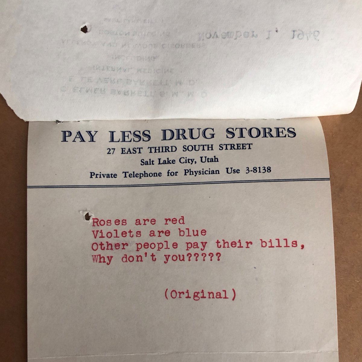UtahArchives's tweet photo. #HappyValentinesDay, Utah! 💘 While flipping through the City and County Building lunch counter records from 1948, Local Government Records Specialist Heidi found a humorous version of the classic love poem! 😂 @SLCgov https://t.co/cgNN6tGABE
