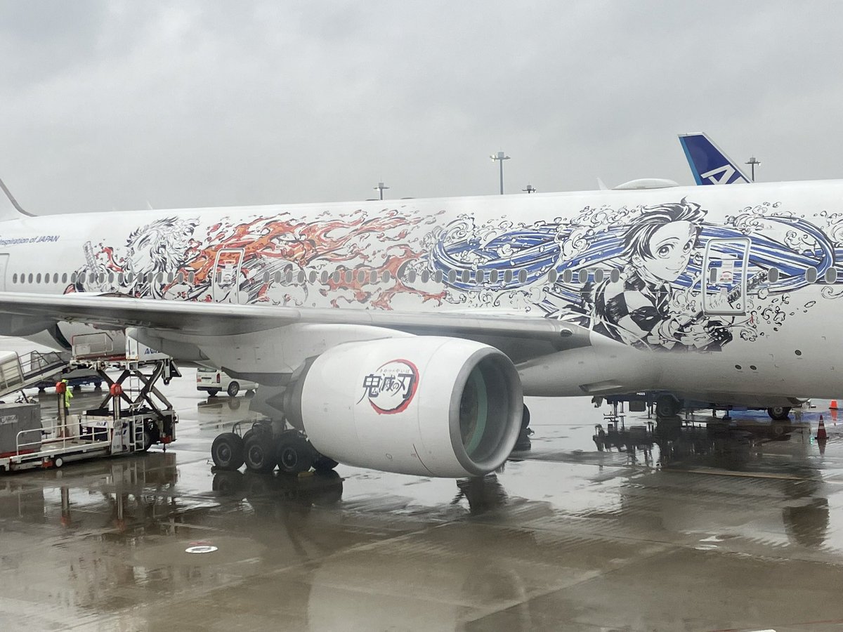 鬼滅の刃のラッピング飛行機（っていうの？）見たよ。 https://t.co/YNQfxnZISb