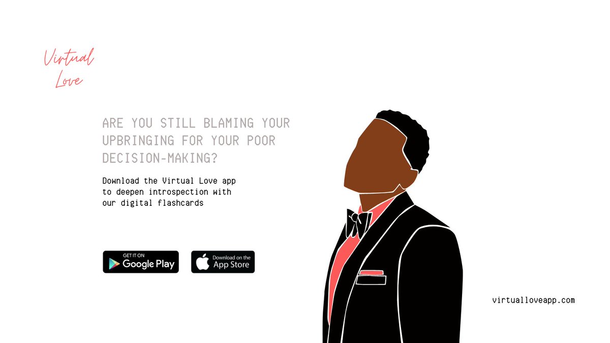 Are you still blaming your upbringing for your poor decision-making?

Download the Virtual Love app to deepen introspection with our digital flashcards

#virtualloveapp #appstore #iOS #iPhone #GooglePlay #android #appdownload #BlackHistoryMonth  #happyvalentinesday2023