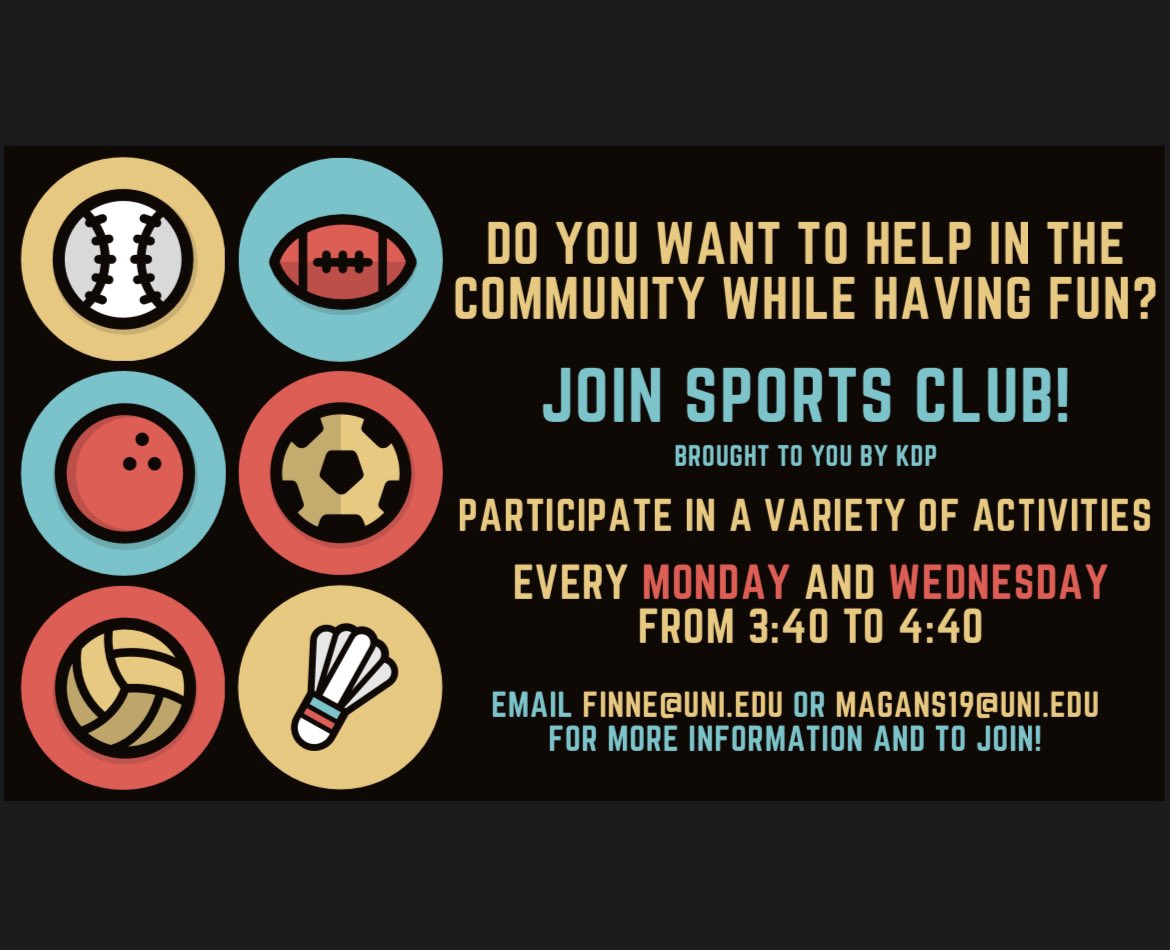 kdp_uni's tweet photo. Hey! If you like sports and kids, we have the program for you! The Sports Club is looking for more volunteers. If you’re free on Monday and Wednesday afternoons stop and check it out, and bring some friends who are also interested in education/coaching/helping others!! https://t.co/5GraXZP2P4