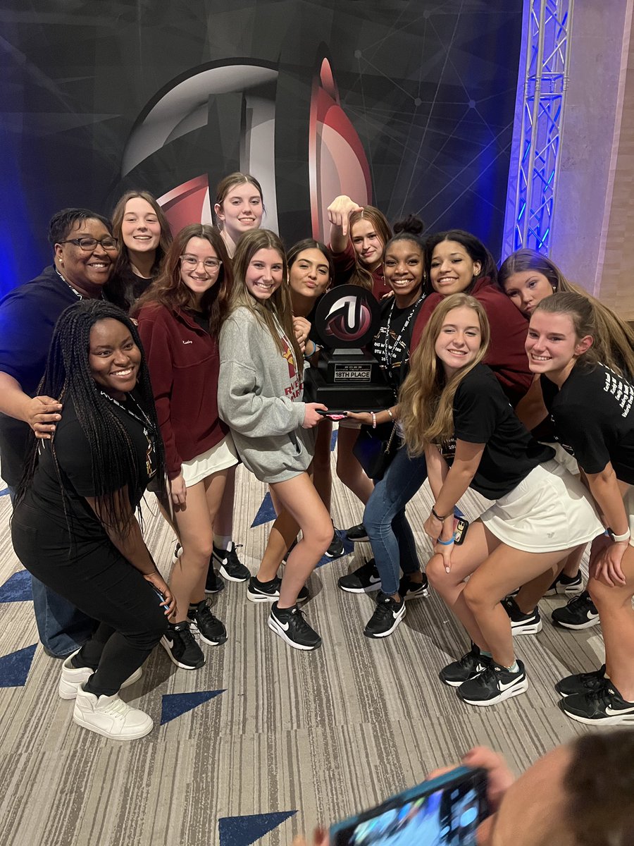riverdale_dance's tweet photo. This banner &amp; trophy represent more to me, my assistant coaches &amp; our girls than just #18! It’s the many hours of practice, dedication &amp; love we had for each other on our journey as a 1st year competition squad representing Riverdale @ Dance Team Union Nationals! @RiverdaleHighTN https://t.co/lzIkH7764s