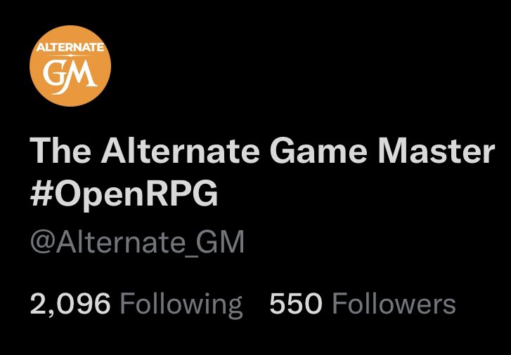 We weren’t even watching our follow count and so were surprised to see we cracked 550! 🥳🥳🥳

#OpenDnD #OpenRPG #TTRPGcommunity #EveryRPG  #AlternateRPG #AlternateGM #TTRPGrising