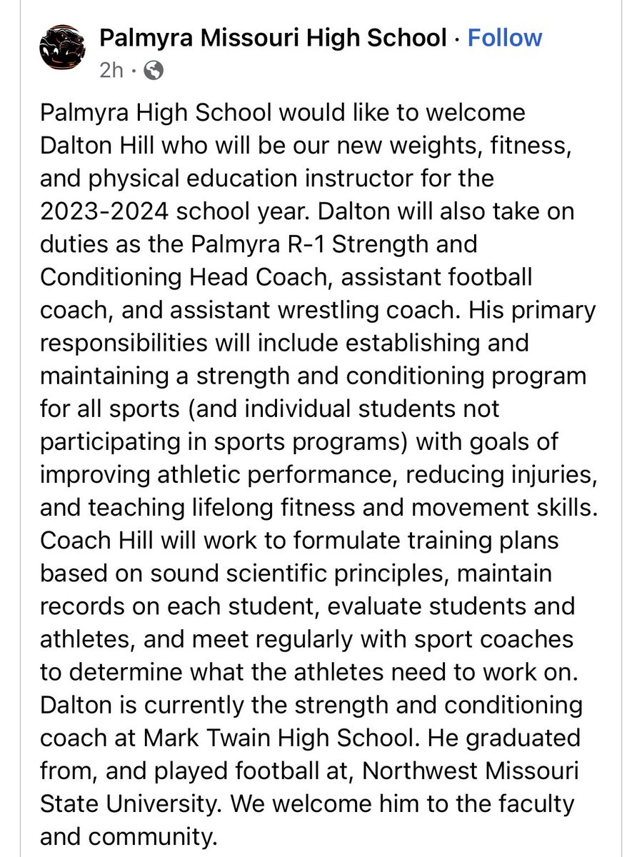 Super excited to add Dalton to the football coaching staff! It’s a great day to be a Panther! <a href="/Dalt_H58/">Dalton Hill</a>