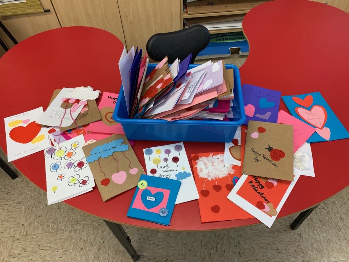 TlSpartans's tweet photo. Grades 6.1 and 6.4 made 100 Valentine's Cards to send to Breton Ability Centre! https://t.co/XzkKxNqcLD