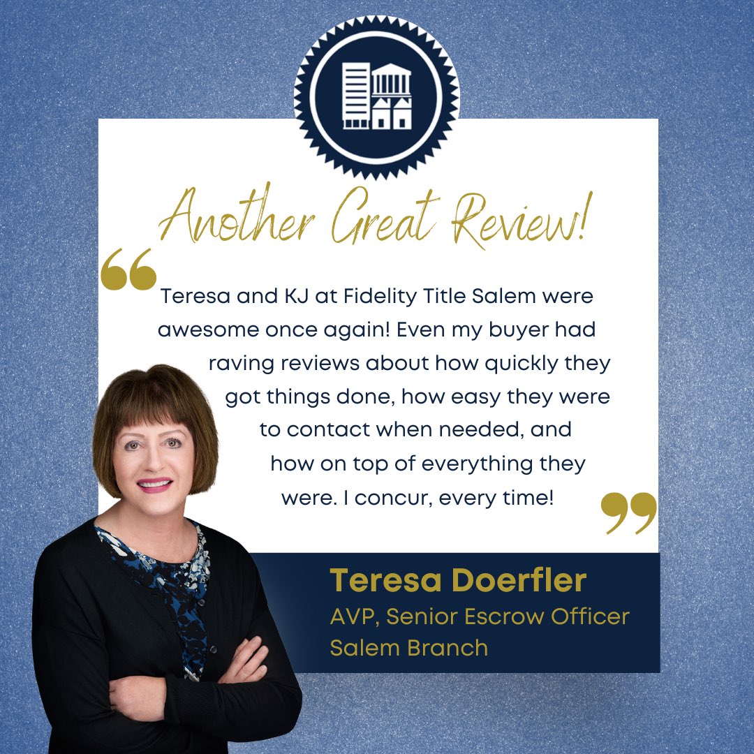 FidelityTitleOR's tweet photo. “That kind of care is hard to find.” Great work to our stellar Escrow Officers!💯
.
#anothergreatreview #greatwork #escrowofficer #fidelitynationaltitle #oregonrealestate https://t.co/9NFzADsJGS