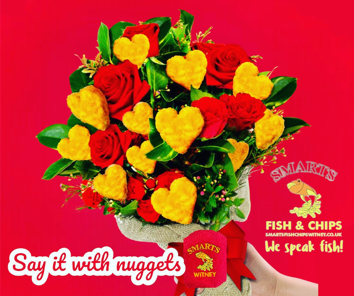#happyvalentinesday 
Here at Smarts Fish &amp; Chips Witney  we are sending love with every order on Valentine’s Day 
We are sending #free heart shape chicken nuggets with every order! 
Order online smartsfishchipswitney.co.uk
#ValentinesDayChallenge #valantinesdaygift #valentinesgifts