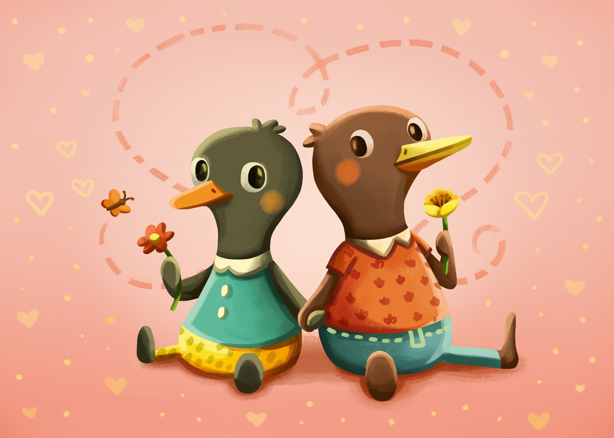 Love is in the air for this pair of love birds/ducks 🦆💕🦆 Happy Valentine's Day everyone! 😊 #ValentinesDay #ValentinesDay2023 #illustration #LoveBirds #love #art #Romance #ducks