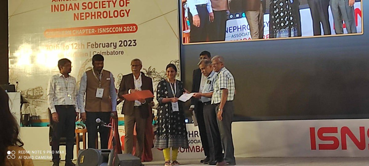 @JipmerNephro at the #ISNSCCON 2023, Coimbatore Dr V. Rama (along with Dr Nived Haridoss from Stanley Medical College, Chennai) won the first prize at the Quiz competition. @RamaVenkateshpr